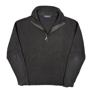 Ermenegildo Zegna Sport 1/4 Zip Knit Sweater Black Stretch Cotton Large